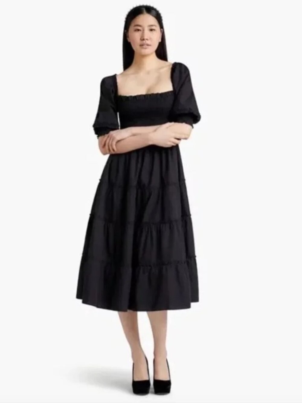 Hill House The Nesli Nap Dress in Black Dot Size XS
